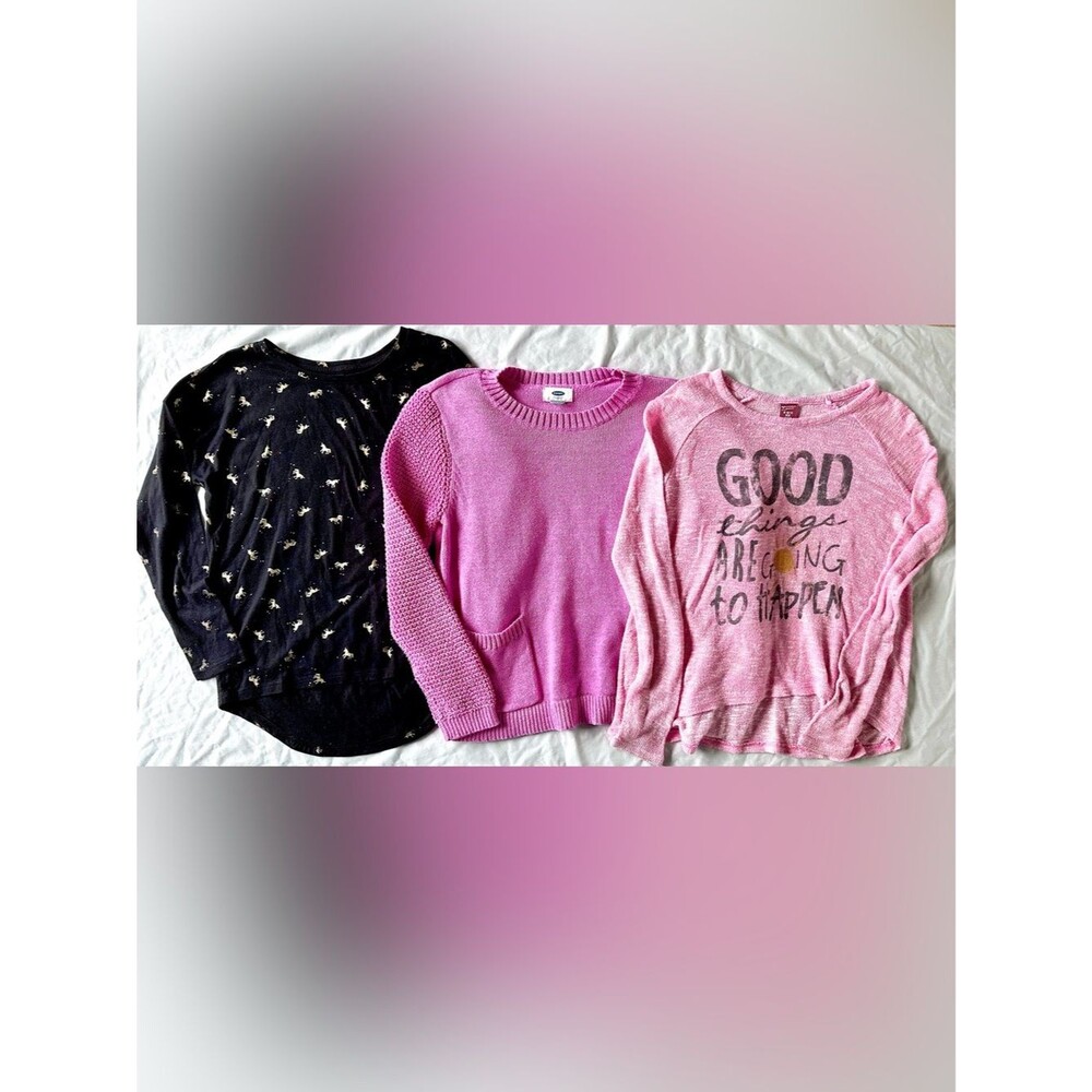 Girls Size 10/12 Sweater & Long Sleeve Top Lot Old Navy Arizona Jeans 3pc